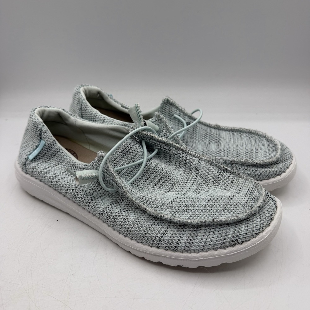 Hey Dude Wendy Sox Shoes Womens Sz 9 Mint Green Slip On Comfort Loafers